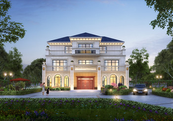 自建帶電梯的三層豪華別墅設計圖,建好有面子,面寬16米