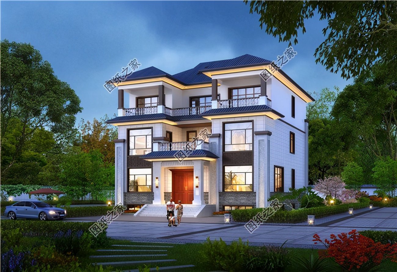 新中式三層別墅自建圖，回村蓋起來，低調沉穩有內涵