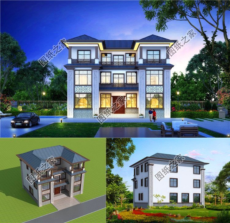 簡單大氣農村150平米三層樓房外觀效果圖，美觀實用還省錢