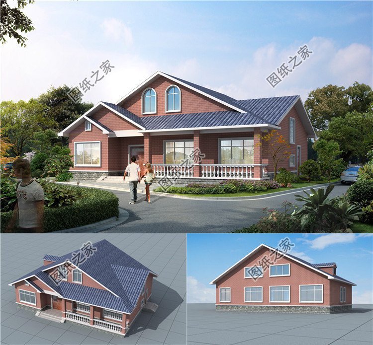 自建房一層效果圖大全戶型圖，這樣的別墅在農村建好了，絕對是地標性建筑