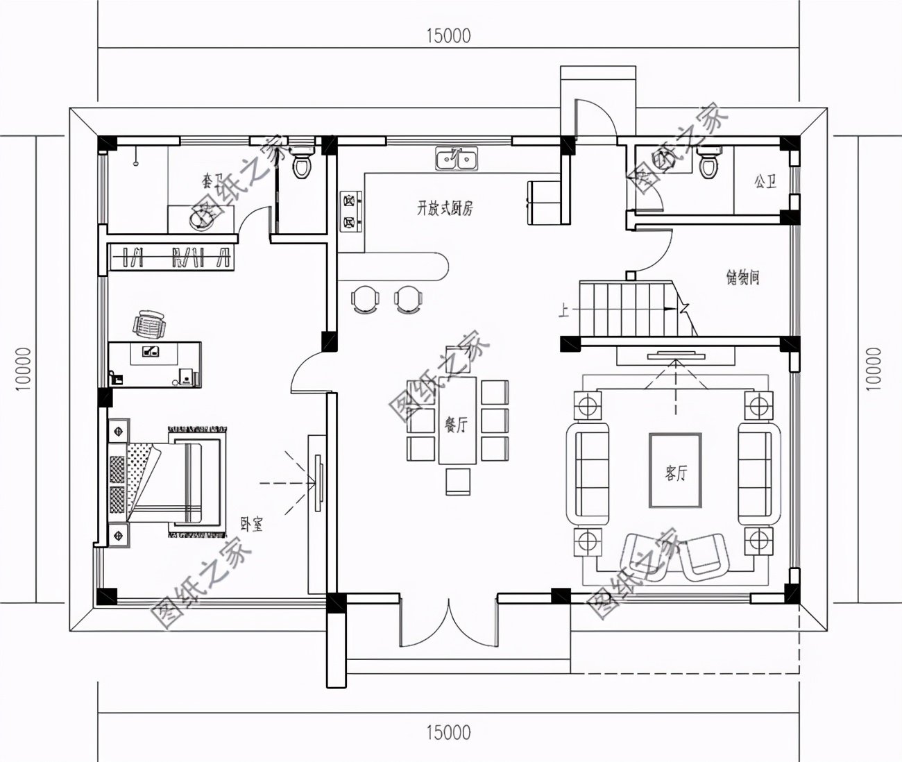 15乘10農(nóng)村二層戶型圖，誰還不是一個家里有別墅的人嘞