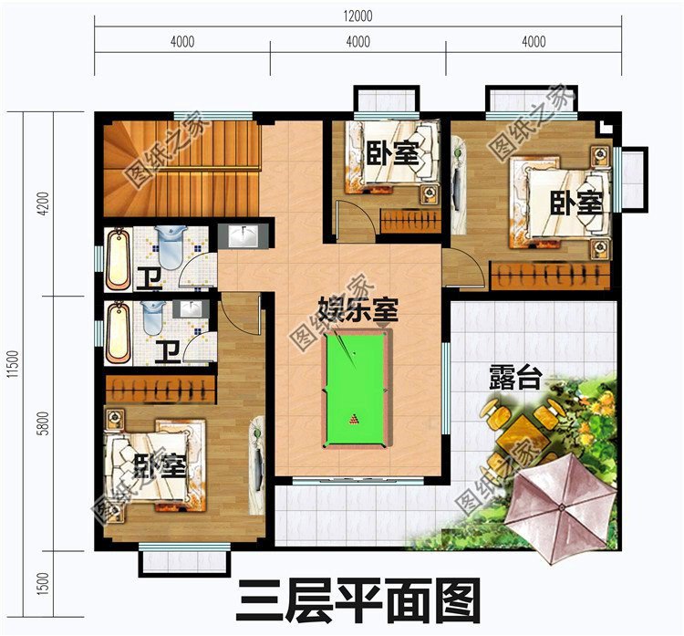 農村三層自建房設計圖 現在蓋過年住上新房子，含平面圖