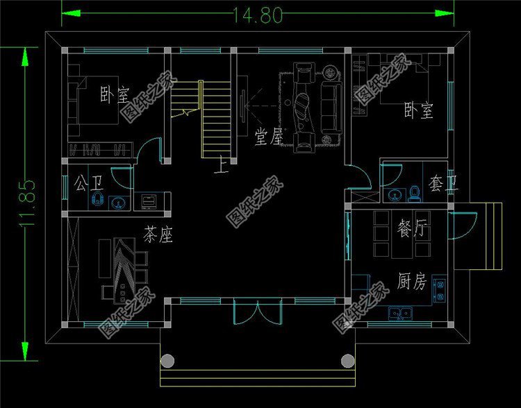 農村平屋頂二層別墅設計圖，適合農村建造的好戶型，方便晾曬