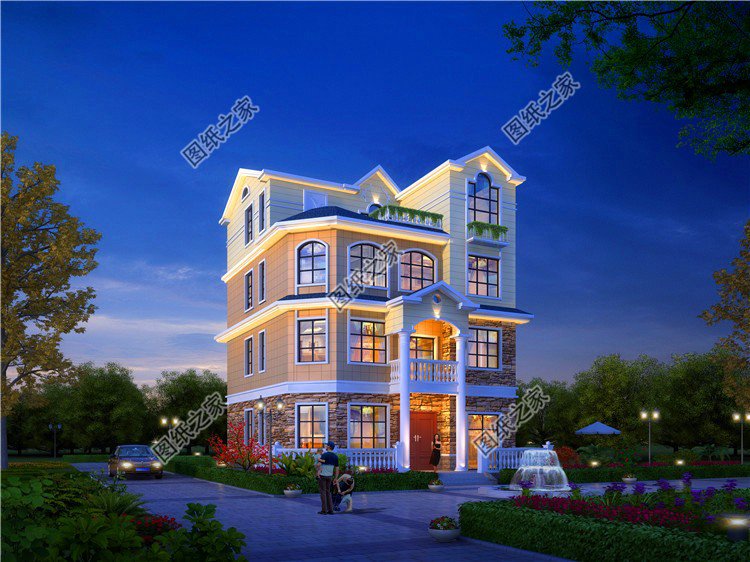 占地120平米四層別墅設計圖，戶型不大但功能齊全，收藏不吃虧