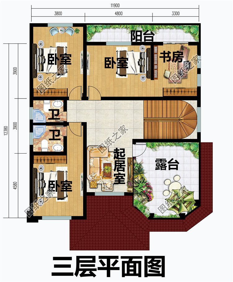 農村房子設計圖三層樓平面圖整套，有宅基地的朋友一起來看看吧！