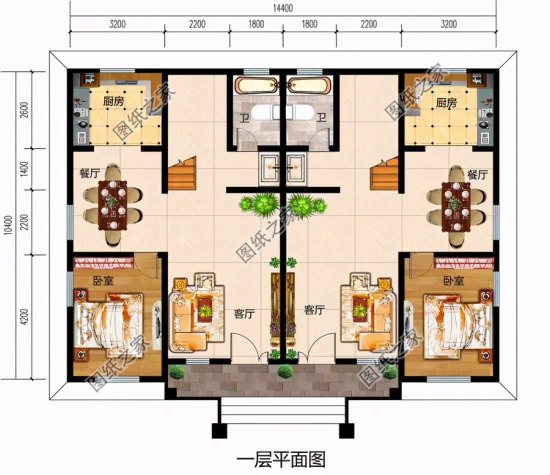 雙拼三層自建房設計圖，對稱設計彰顯別墅氣質，每一套都各有亮點