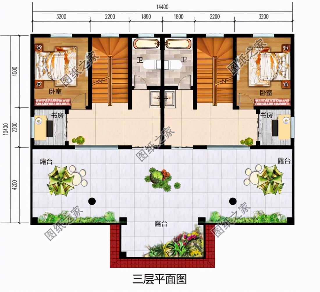 雙拼三層自建房設計圖，對稱設計彰顯別墅氣質，每一套都各有亮點