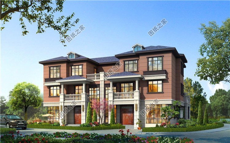 雙拼三層自建房設計圖，對稱設計彰顯別墅氣質，每一套都各有亮點