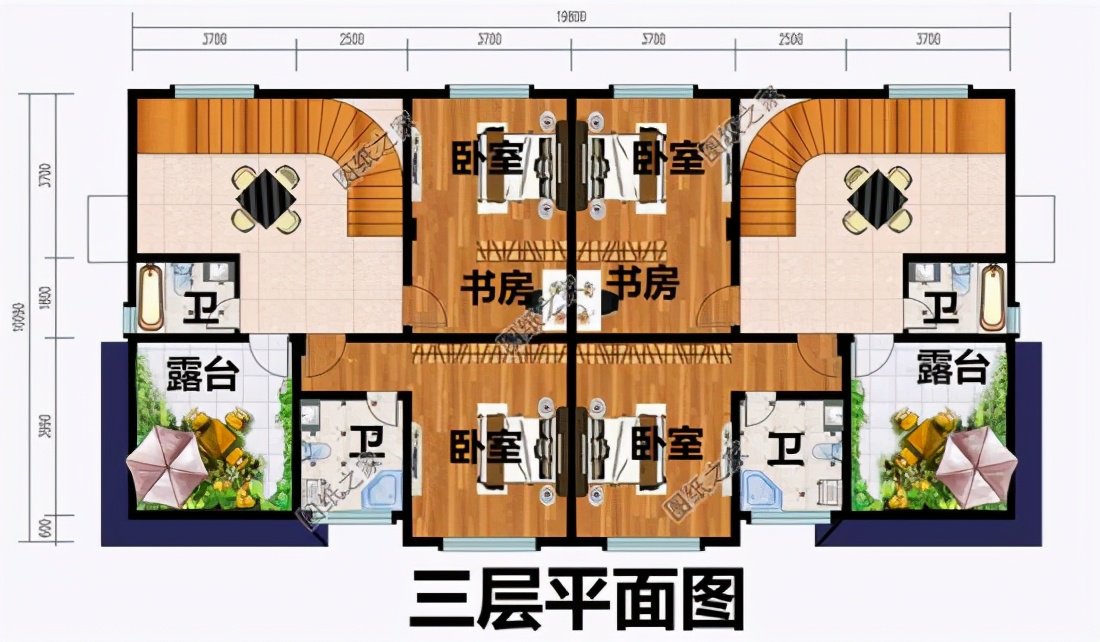 農村雙拼三層自建房設計圖，兄弟倆娶親又不想隔太遠，這三套別墅絕對值得