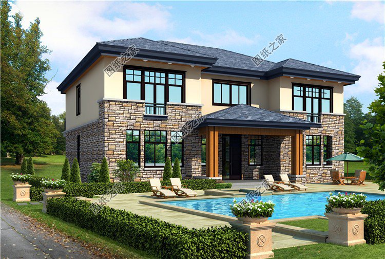 大面寬二層別墅設(shè)計圖，長輩看了都夸建的好，大面寬十分大氣