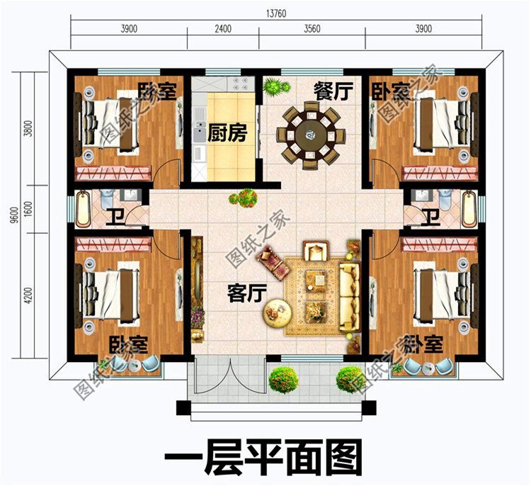 新款一層農村自建房設計圖，小房子也有大排場，建房還是一層好
