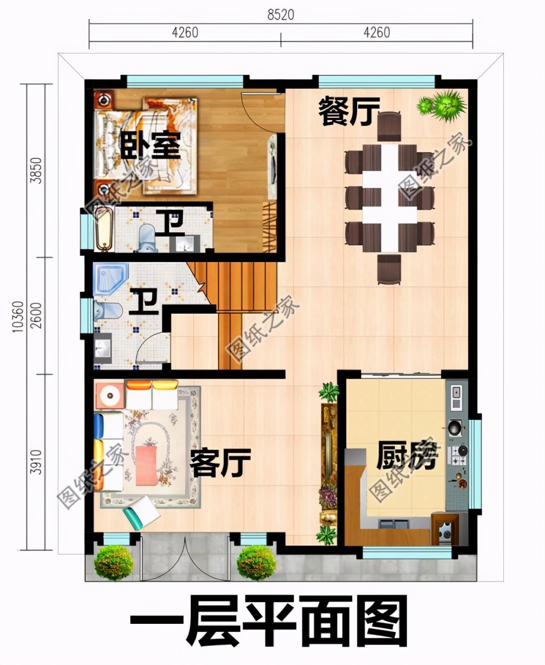 面寬8米左右二層別墅設計圖，戶型好看施工簡單，聰明人早就收藏好圖紙了