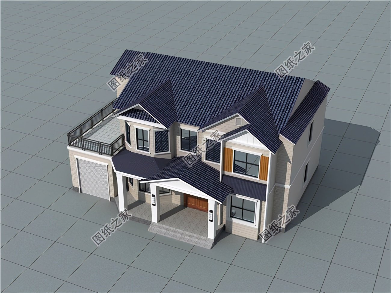 有實用車庫的二層自建房，外觀布局都出色的設計