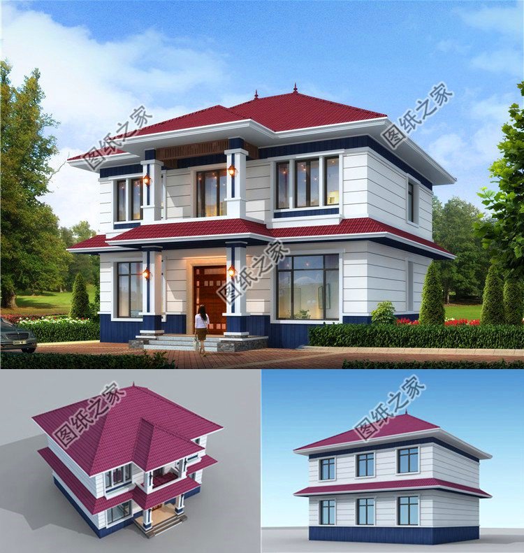 農村別墅設計二層設計圖，占地不超過130平米，戶型大氣實用