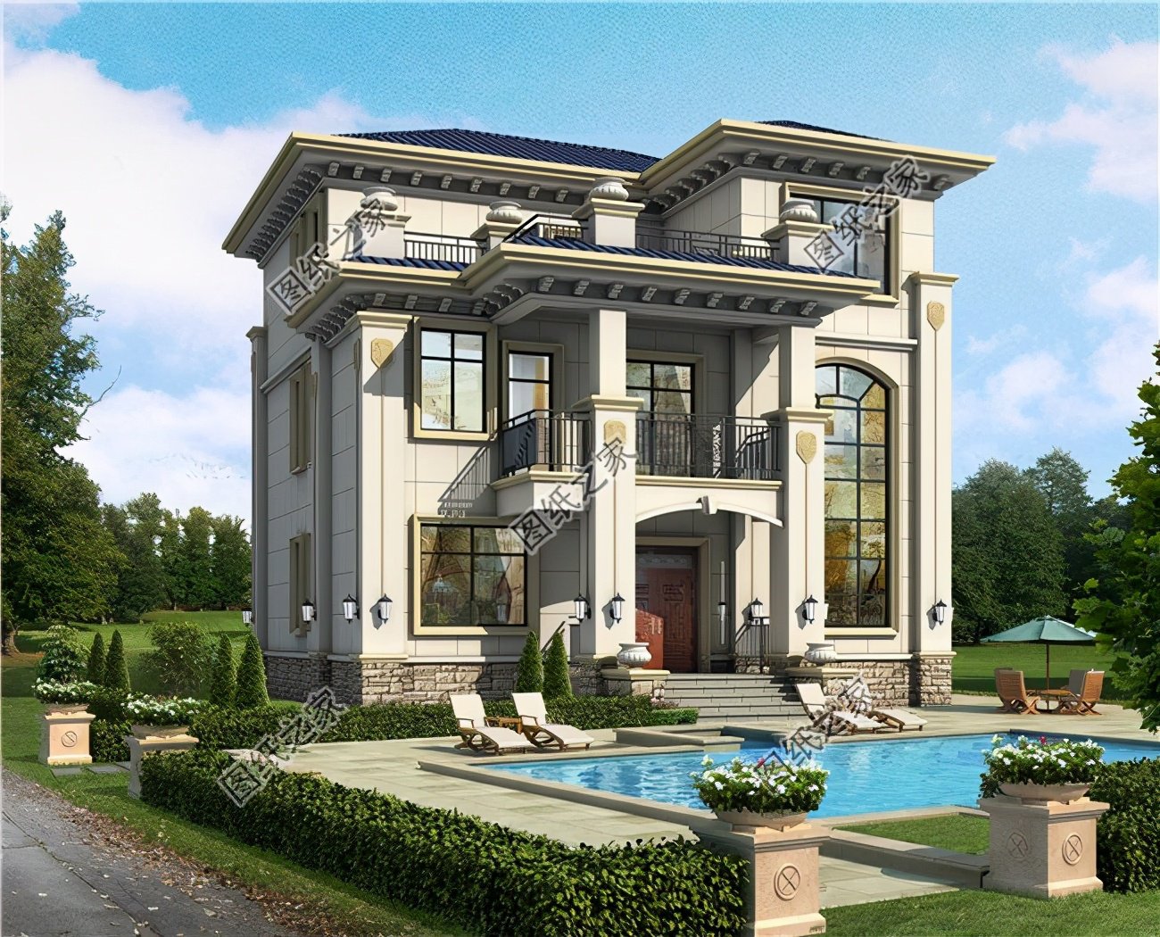 三層現代風格別墅，大眾喜愛型，清新靚麗