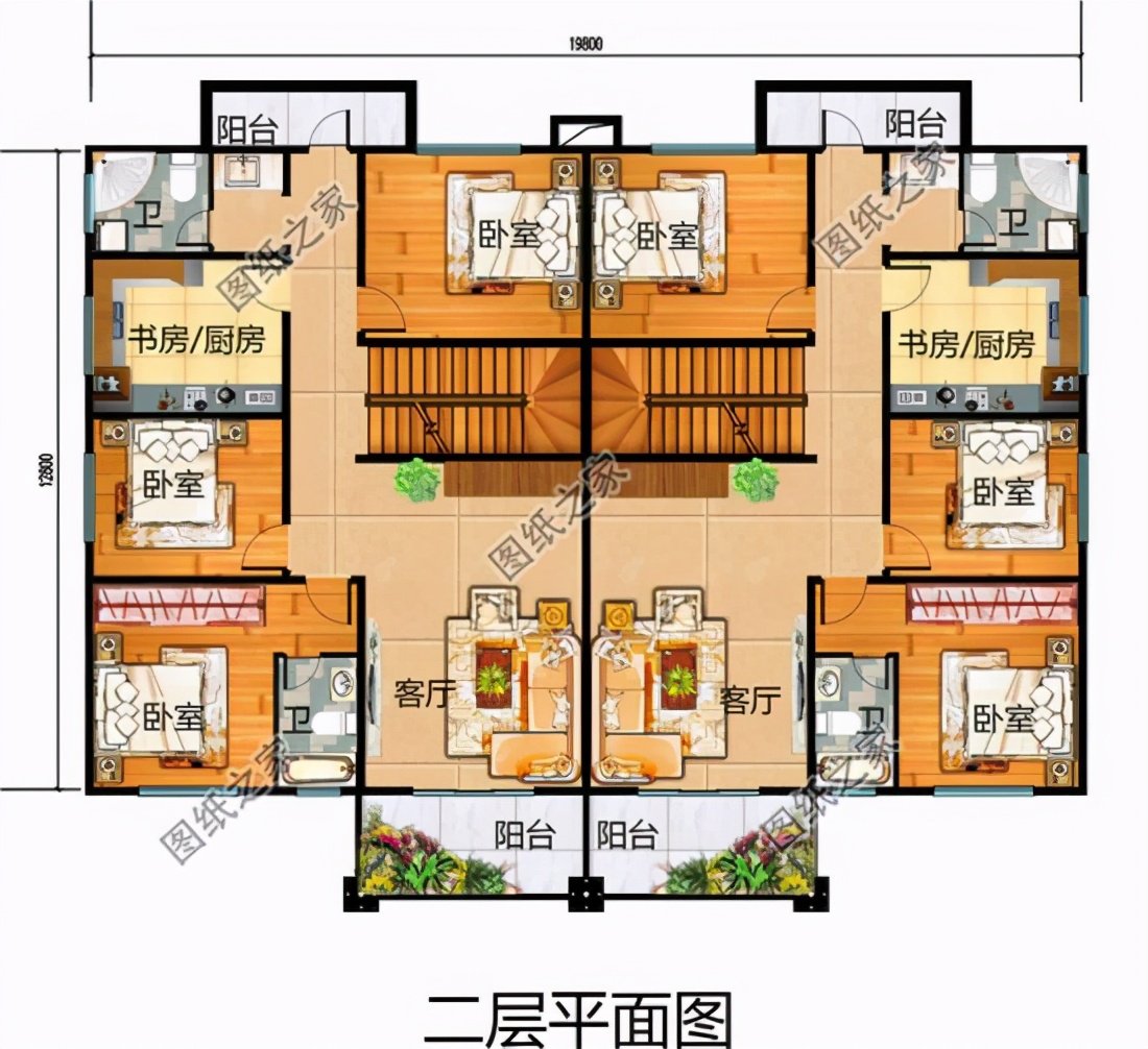農村雙拼樓房設計圖，兄弟合建省錢又好看，日子自然越過越紅火