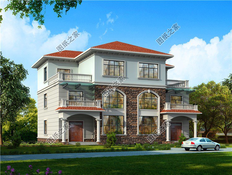 農村雙拼樓房設計圖，兄弟合建省錢又好看，日子自然越過越紅火