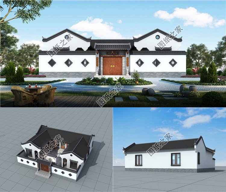 一層普通自建房戶型圖簡易，推薦四款21年最火的一層別墅