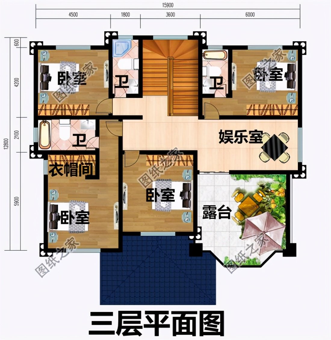 三層現代風格自建房設計圖，布局方便溫馨舒適，各方面齊全
