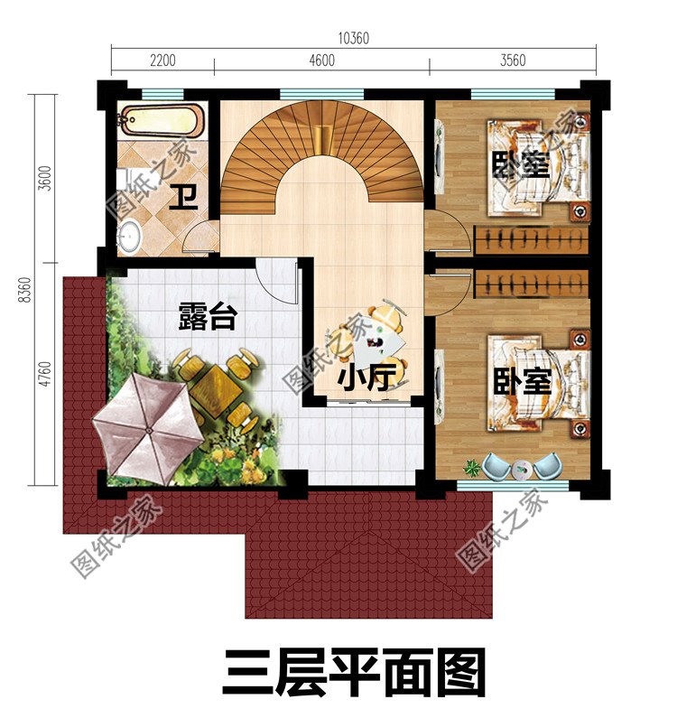 歐式漂亮農村三層自建房設計圖紙
