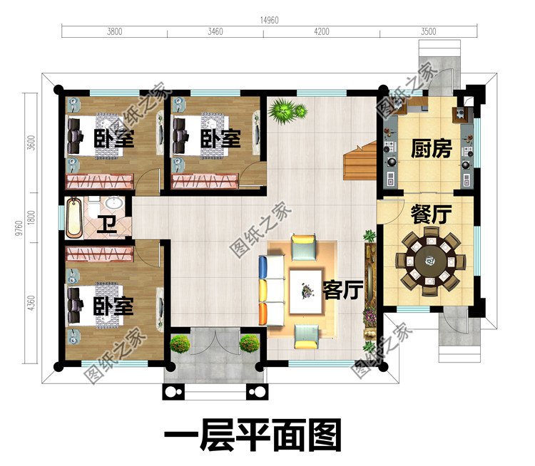 二層小樓圖片及全套圖紙一層平面圖