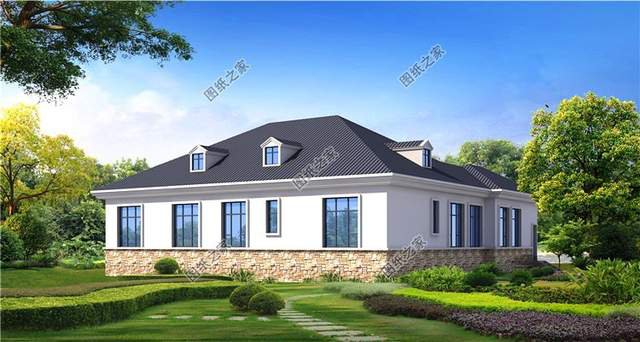 設計感十足的，7字型一層別墅設計圖，最近火到爆