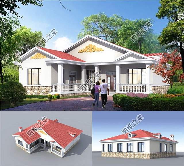 設計感十足的，7字型一層別墅設計圖，最近火到爆