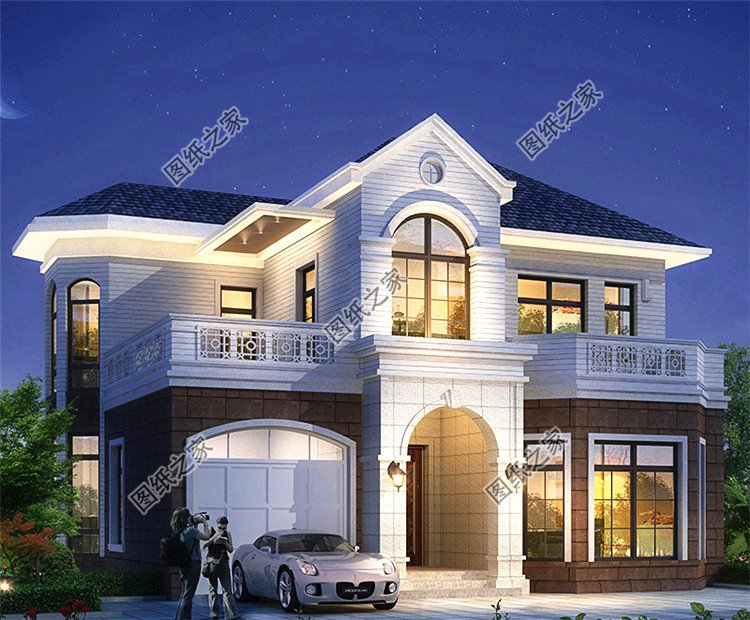 造價20萬左右帶車庫的二層別墅設計圖，簡直美麗動人