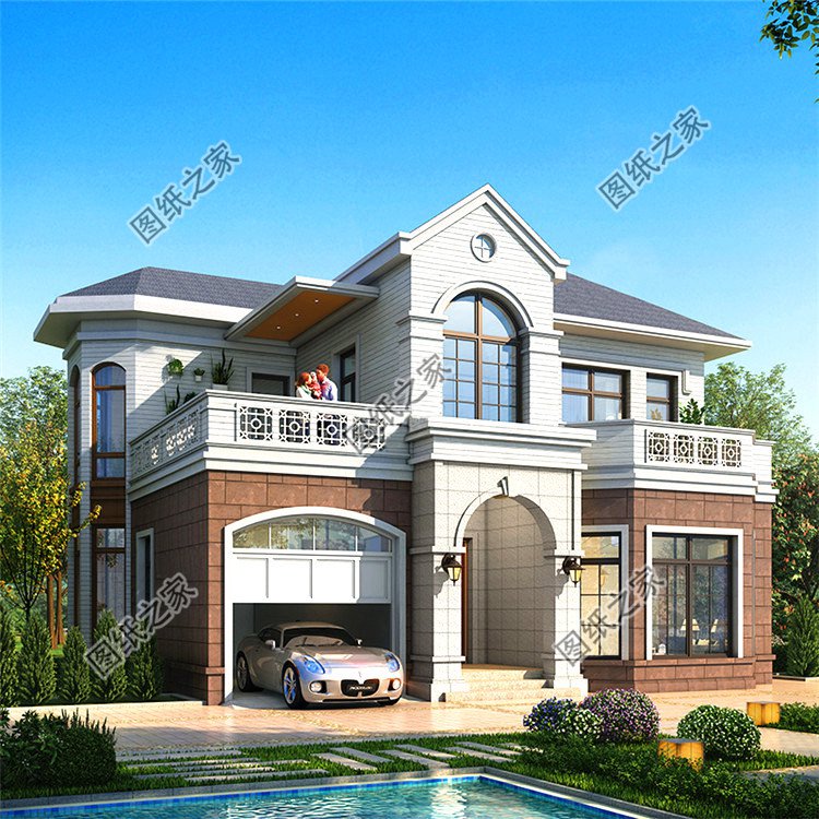 造價20萬左右帶車庫的二層別墅設計圖，簡直美麗動人