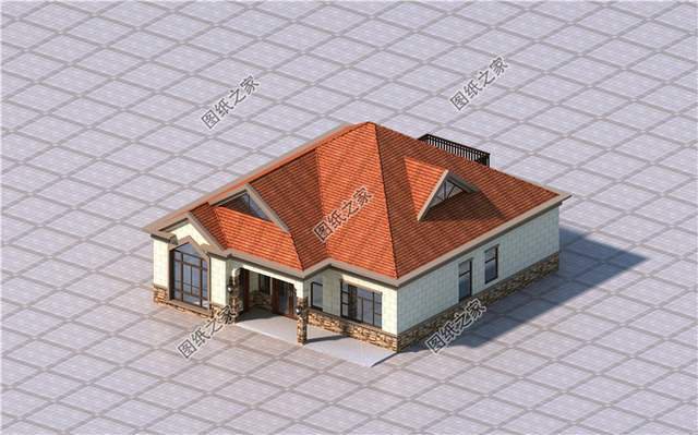 三套舒適又美觀的一層半自建別墅設計圖紙