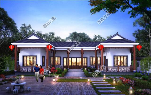 古香古氣的新中式一層別墅，濃濃的書香味