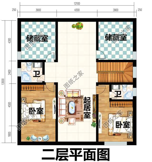 帶閣樓的一層別墅設計圖，用它養老溫馨又舒適