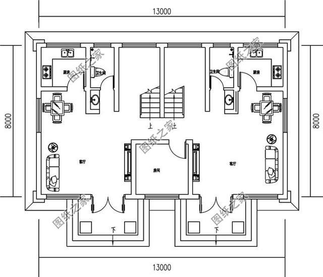 小戶型雙拼別墅自建房，連在一起的雙胞胎