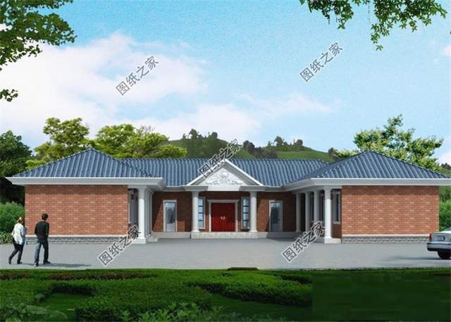 鄉村一層三合院設計圖，在庭院中仰望星空的美好