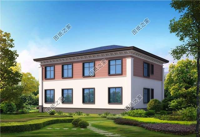 現代化時尚簡約二層別墅設計圖紙，潮流時尚