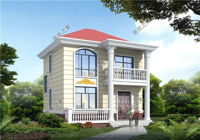 農村宅地基小，開間8米左右的二層房屋設計圖滿足你的條件