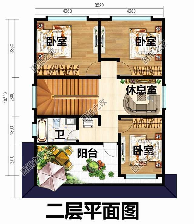 農村宅地基小，開間8米左右的二層房屋設計圖滿足你的條件