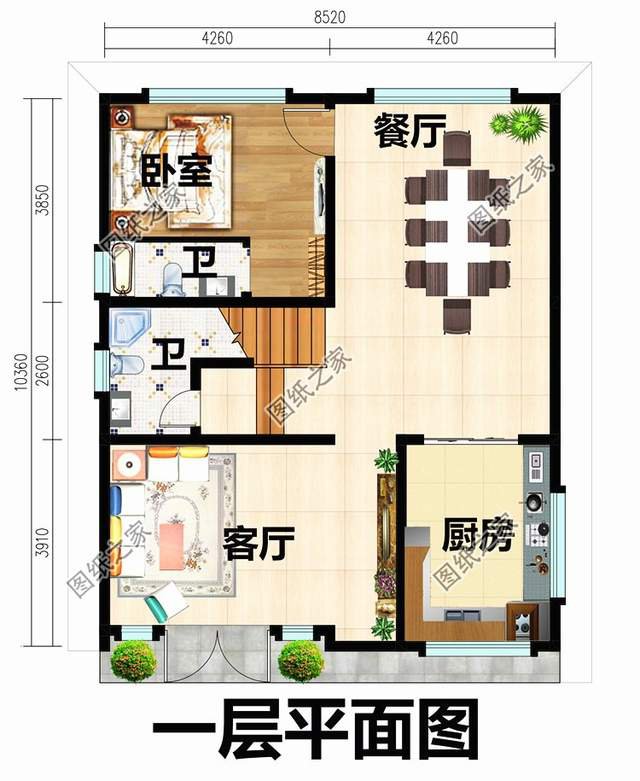 農村宅地基小，開間8米左右的二層房屋設計圖滿足你的條件