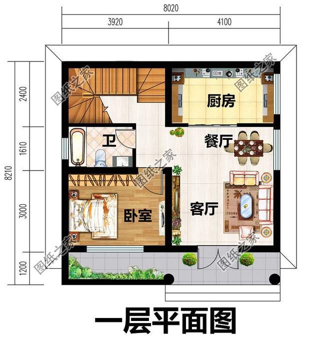 農村宅地基小，開間8米左右的二層房屋設計圖滿足你的條件