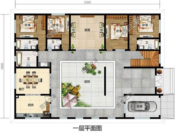 新中式二層四合院帶車庫，彰顯更高端的品質生活