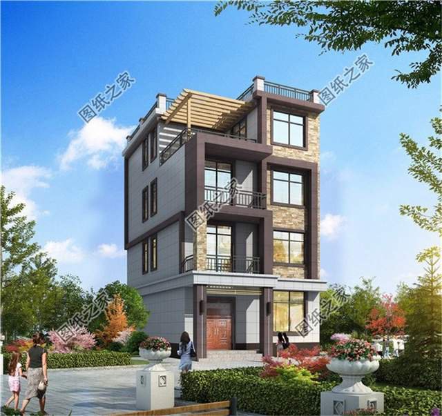 平屋頂四層迷你小別墅占地小功能全，再也不用擔心一家人不夠住了