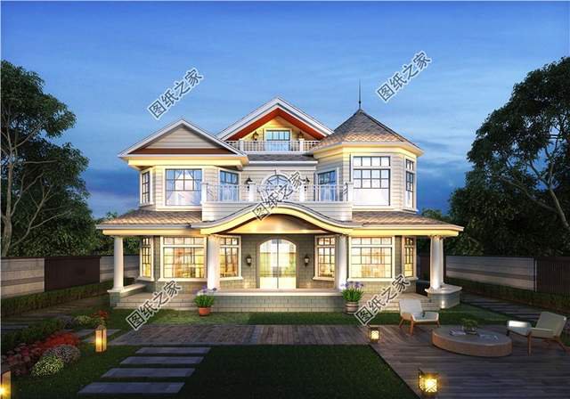 200平左右質感十足的新農村三層別墅設計圖，富貴之氣迎面而來