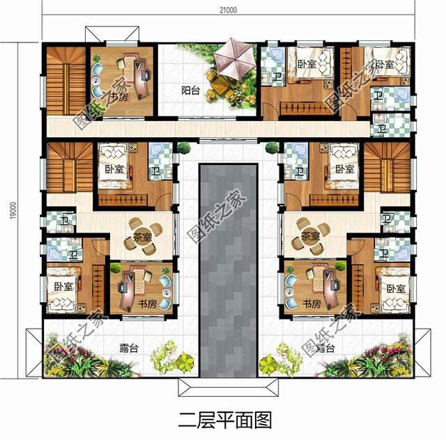 古韻十足的雙拼中式四合院別墅設計圖紙，寓意深遠地傳承建筑