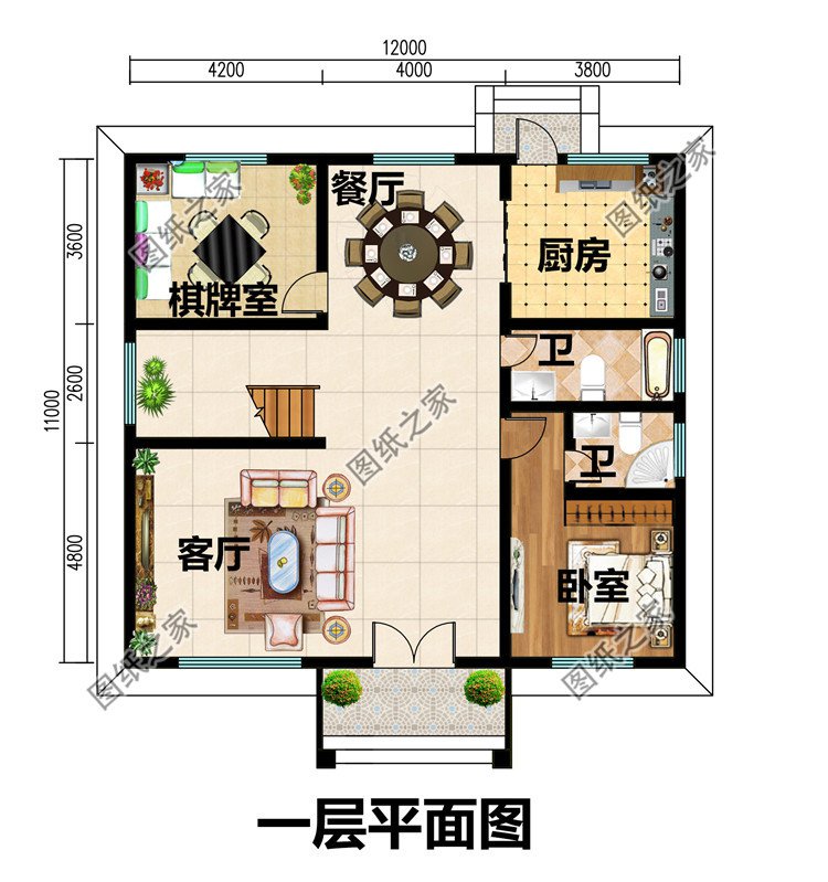 12×11米兩層農村建房圖紙