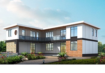 現代二層小別墅設計圖紙，L型（七字形）戶型方案