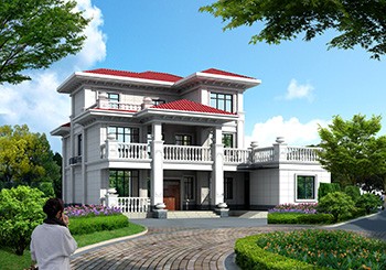 七字形三層別墅施工全套設計圖，農村自建房推薦