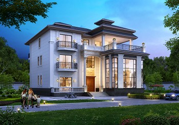 三層小L型自建別墅設計圖紙，外觀高端、大氣