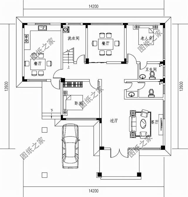 帶車庫的農(nóng)村別墅，方便生活，就是方便自己