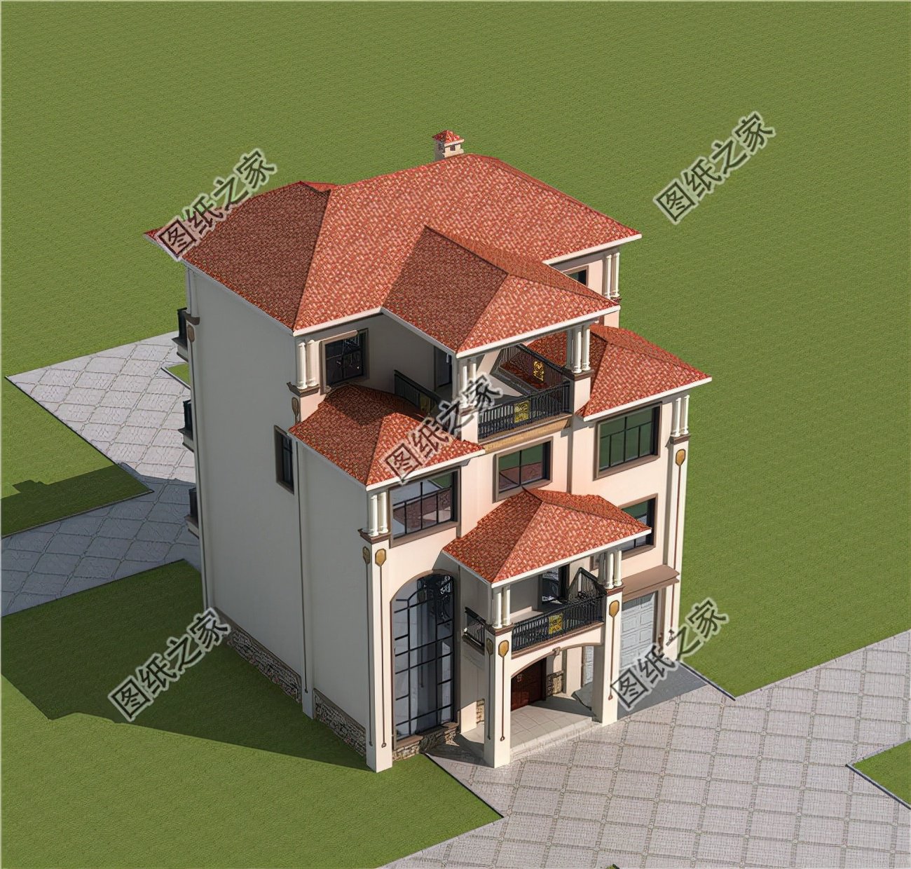 有陽(yáng)臺(tái)四層樓房設(shè)計(jì)圖，生活的美好，賞月的舒適