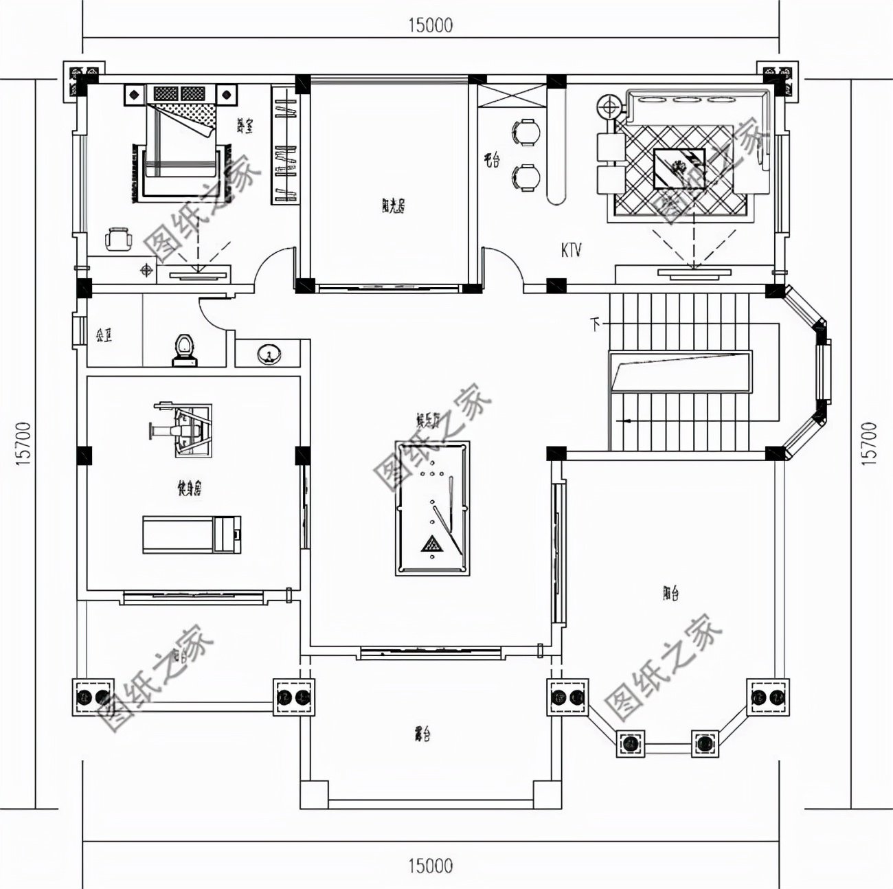 有陽(yáng)臺(tái)四層樓房設(shè)計(jì)圖，生活的美好，賞月的舒適